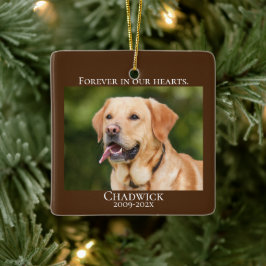Ornamento De Cerâmica Modern Brown Add Photo Pet Memorial