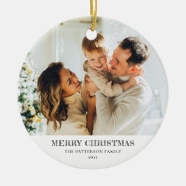 Ornamento De Cerâmica Modern Family Photo Christmas