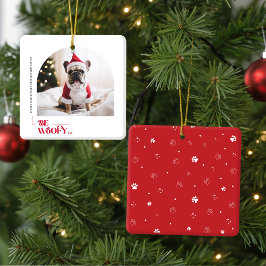 Ornamento De Cerâmica Modern Funny Family Pet Dog Arch Photo Christmas