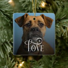 Ornamento De Cerâmica Modern Love Custom Boxer Dog Pets Photo Monogram