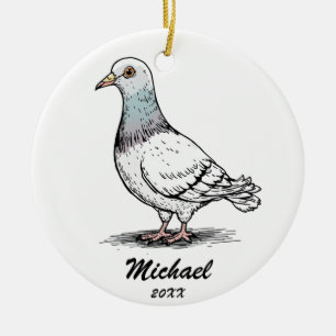 Ornamento De Cerâmica Modern Pigeon Natal Personalizado