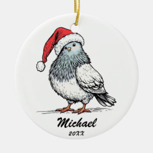 Ornamento De Cerâmica Modern Pigeon Papai Noel Natal Personalizado