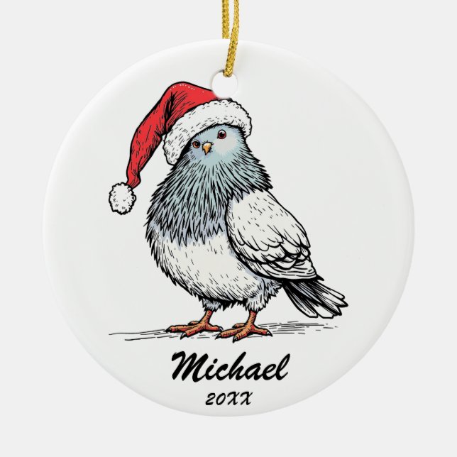 Ornamento De Cerâmica Modern Pigeon Papai Noel Natal Personalizado (Frente)