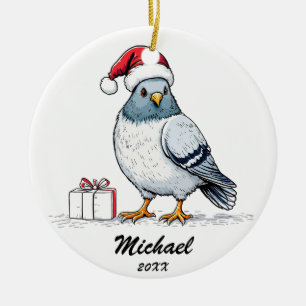 Ornamento De Cerâmica Modern Pigeon Papai Noel Natal Personalizado