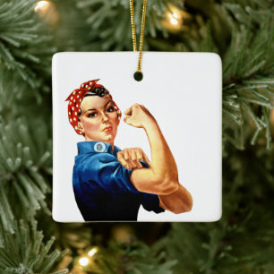 Ornamento De Cerâmica Modern Rosie the Riveter