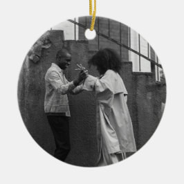 Ornamento De Cerâmica Modern Rustic Plaid Christmas Ornament Personalize