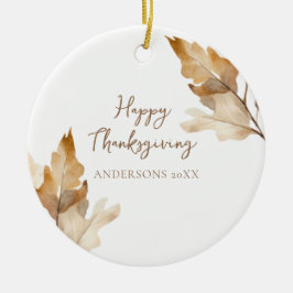 Ornamento De Cerâmica Modern Watercolor Leaf Thanksgiving