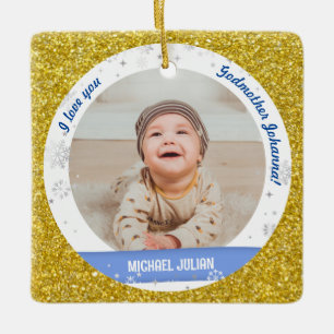 Ornamento De Cerâmica Moderno 2 Fotos Baby Boy 1 rua Madrinha de Natal