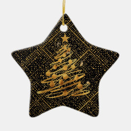 Ornamento De Cerâmica Moderno, Árvore de Natal, Padrão de Cruz Preto Dou