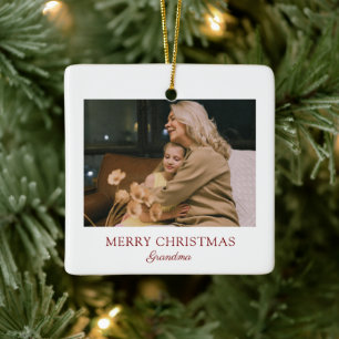 Ornamento De Cerâmica Moderno Elegante Feliz Vovó de Natal