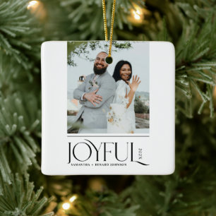 Ornamento De Cerâmica Moderno Joyful Casou-se com o novo Feliz Natal