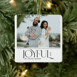 Ornamento De Cerâmica Moderno Joyful Casou-se com o novo Feliz Natal