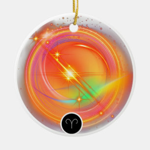 Ornamento De Cerâmica Moderno - Sinal Zodiac - Cota ARIES   Elemento Fog