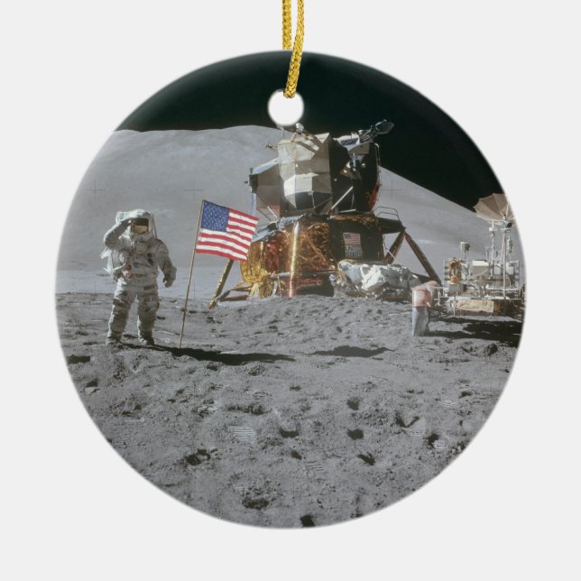 Ornamento De Cerâmica Módulo Lunar Aterrissagem da Lua da Nasa Apollo 15 (Frente)