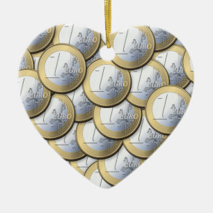 Ornamento De Cerâmica Moedas em euros - personalização