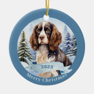 Ornamento De Cerâmica Mola d'água inglesa Springer Spaniel Natal
