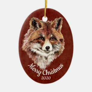 Ornamento De Cerâmica Mola Vermelha Cria Fox Animal Personalizado Natal