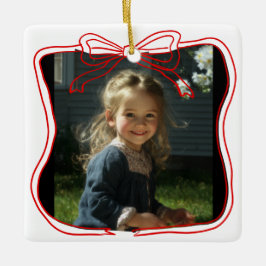 Ornamento De Cerâmica Moldura de Arco Vermelho com Foto Personalizada