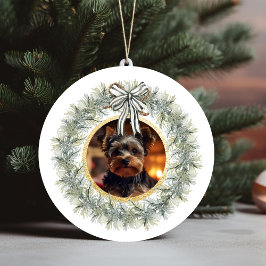 Ornamento De Cerâmica Moldura Dourada de Coroa com Foto Personalizada de