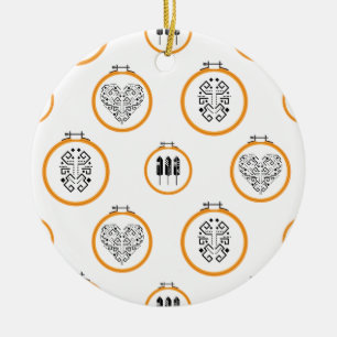 Ornamento De Cerâmica Molduras de bordado de ponto de agulha