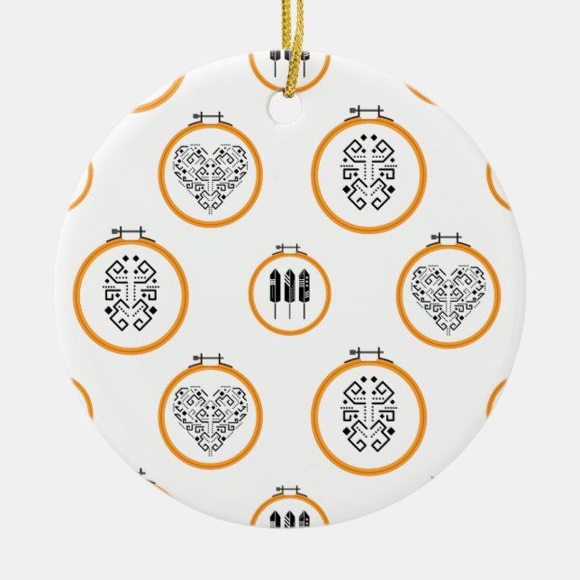 Ornamento De Cerâmica Molduras de bordado de ponto de agulha (Frente)