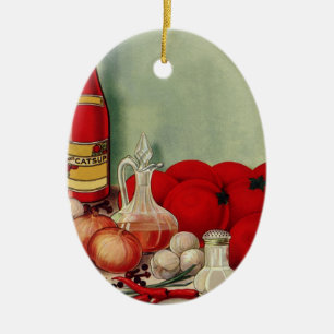 Ornamento De Cerâmica Molho de Tomate de Comida Italiana Vintage Cebolas