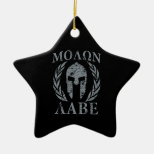 Ornamento De Cerâmica Molon Labe Grunge Spartan Armor