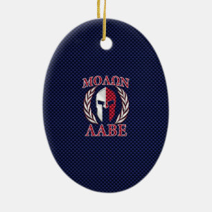 Ornamento De Cerâmica Molon Labe Spartan Warrior Fibra de Carbono