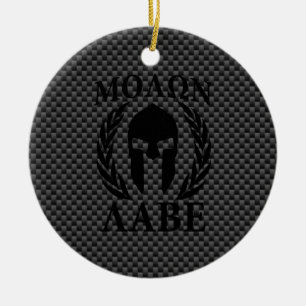 Ornamento De Cerâmica Molon Labe Spartan Warrior Laurels Carbon Style