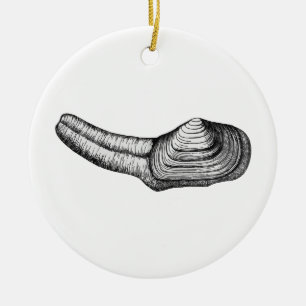 Ornamento De Cerâmica Moluscos de Geoduck (ilustração preto e branco)