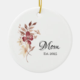 Ornamento De Cerâmica Mom Est. Year – New Mom Milestone