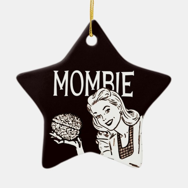 Ornamento De Cerâmica Mombie Retro Zombie (Frente)