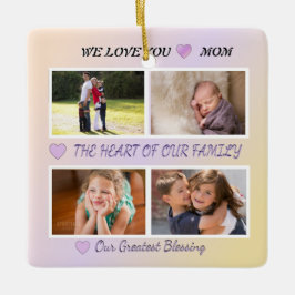Ornamento De Cerâmica Mom's Joy - Pastel 4 Photo Tribute
