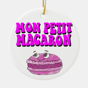 Ornamento De Cerâmica Mon Petit Macaron Retro Groovy Text