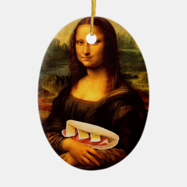 Ornamento De Cerâmica Mona Lisa ama Paninis (Frente)