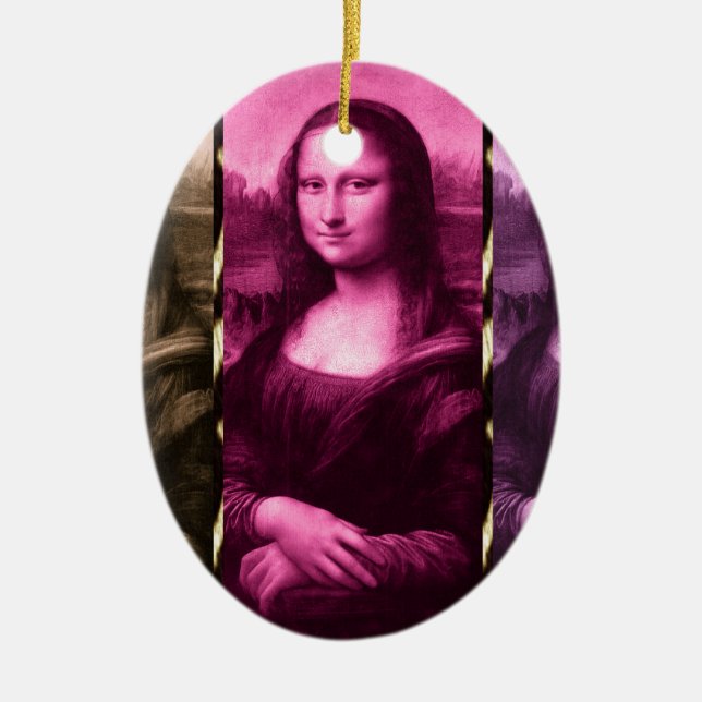 Ornamento De Cerâmica Mona Lisa Animal Imprime Chocolate Rosa Puro (Frente)