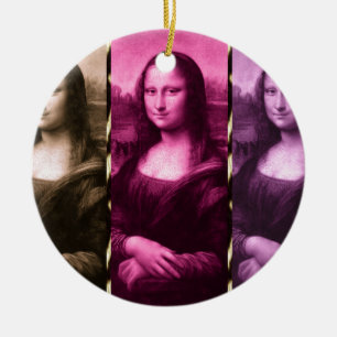 Ornamento De Cerâmica Mona Lisa Animal Imprime Chocolate Rosa Puro