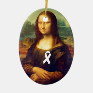 Ornamento De Cerâmica Mona Lisa Com Fita Branca