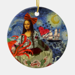 Ornamento De Cerâmica Mona Lisa Diversão Zodíaco Caprichoso 