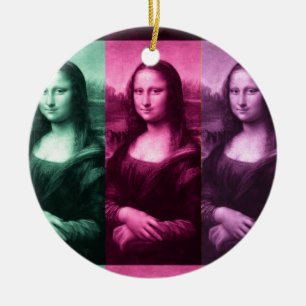 Ornamento De Cerâmica Mona Lisa Green Pink Purple