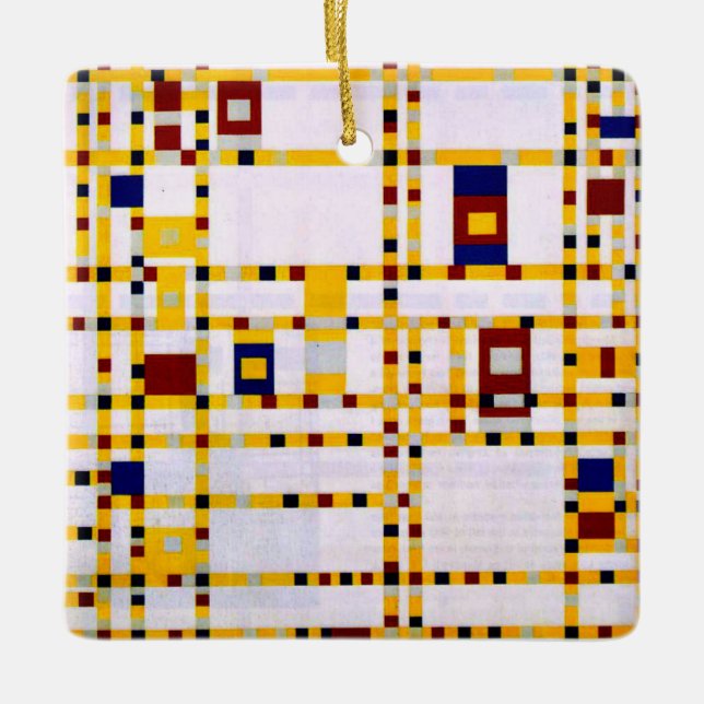 Ornamento De Cerâmica Mondrian - Broadway Boogie Woogie (Frente)