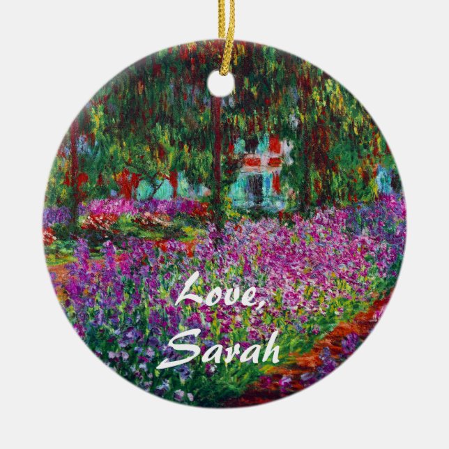 Ornamento De Cerâmica Monet Garden em Giverny Fine Art Ornament (Frente)