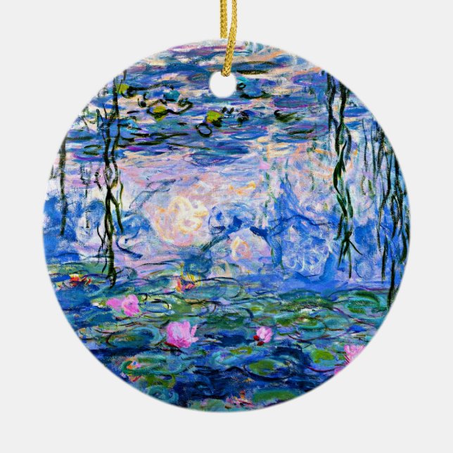 Ornamento De Cerâmica Monet: Lírios Água 1919, famosa pintura (Frente)