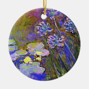 Ornamento De Cerâmica Monet - Lírios de Água e Agapanthus