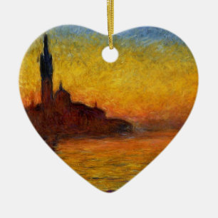 Ornamento De Cerâmica Monet Sunset Veneza Impressionismo Colorido Arte