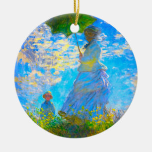 Ornamento De Cerâmica Monet Woman com Parasol