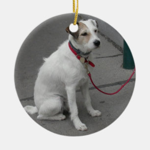 Ornamento De Cerâmica Mongrel branco doce