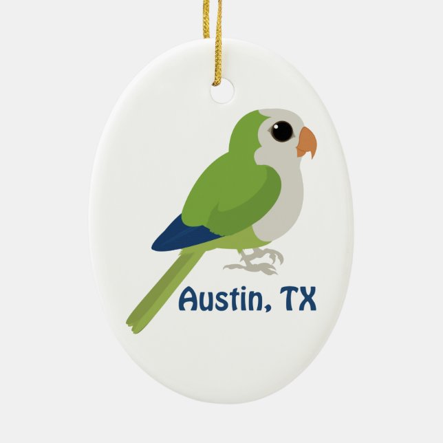 Ornamento De Cerâmica Monk Parakeet - Austin, Texas (Verso)