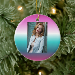 Ornamento De Cerâmica mono-lavanda teal ombre turquoise mermaid