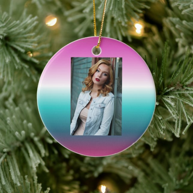 Ornamento De Cerâmica mono-lavanda teal ombre turquoise mermaid (Árvore)